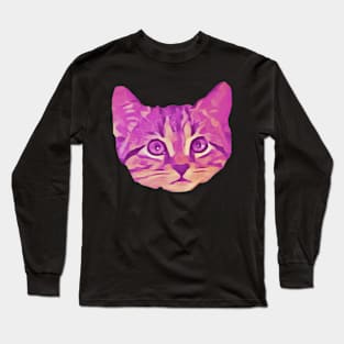 Pink Kitty Face Long Sleeve T-Shirt